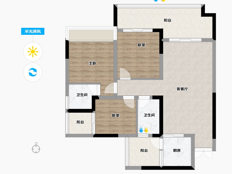 四川省-南充市-亿春紫荆华府-89.05-户型库-采光通风