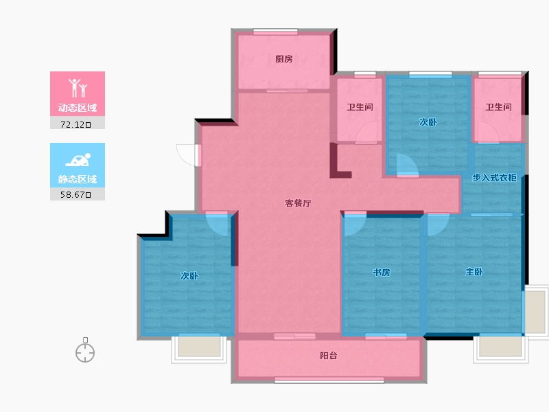 山东省-潍坊市-滨海弘润府-116.80-户型库-动静分区