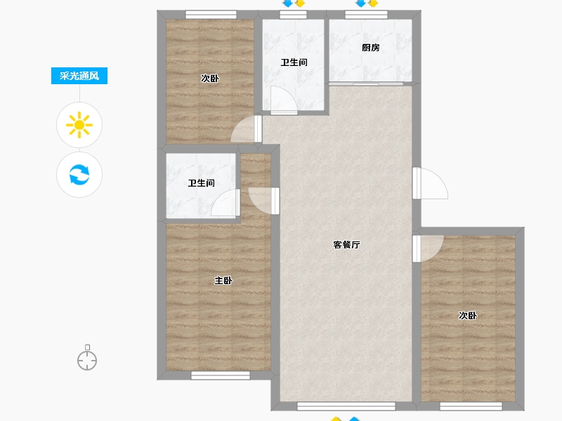 辽宁省-丹东市-芙蓉怡景苑​-87.07-户型库-采光通风