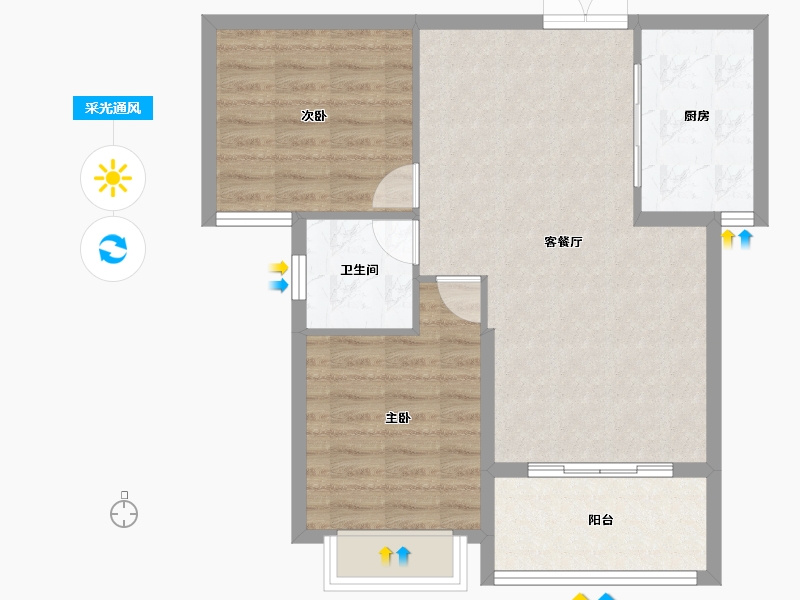 河南省-信阳市-信合阳光城-70.93-户型库-采光通风