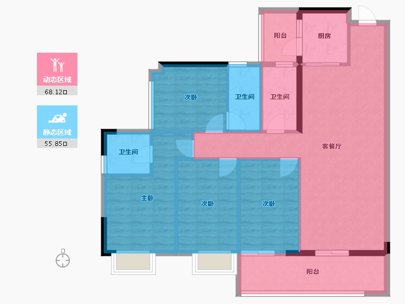 广东省-梅州市-联康城5期哈佛郡-112.19-户型库-动静分区