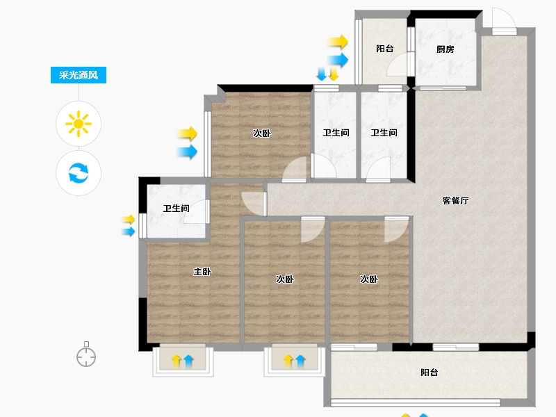 广东省-梅州市-联康城5期哈佛郡-112.19-户型库-采光通风