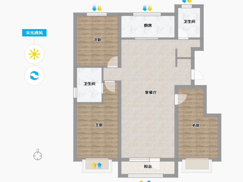 辽宁省-丹东市-恒景溪山上華居-98.83-户型库-采光通风