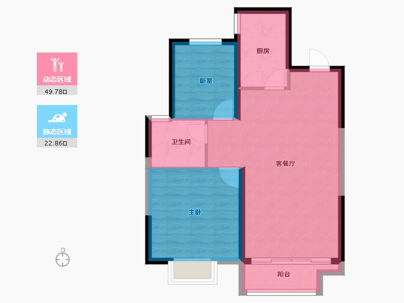 河北省-张家口市-京科·北平苑-65.60-户型库-动静分区