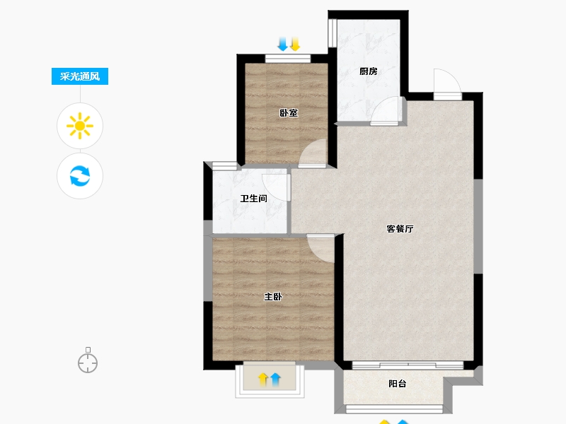 河北省-张家口市-京科·北平苑-65.60-户型库-采光通风