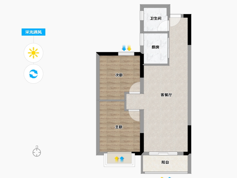 云南省-保山市-腾冲的小院子公园前-57.15-户型库-采光通风