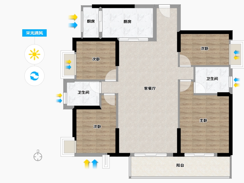 广东省-东莞市-海德琥珀臺-108.28-户型库-采光通风