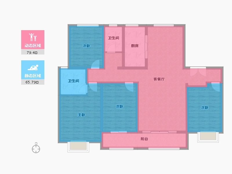 河北省-唐山市-浭阳泰和府-129.84-户型库-动静分区