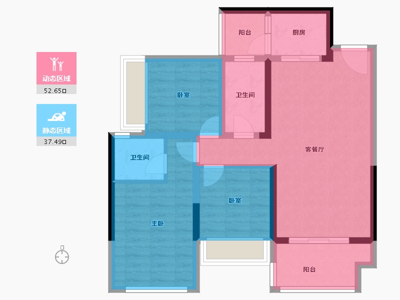 四川省-绵阳市-竹凌星光-79.65-户型库-动静分区