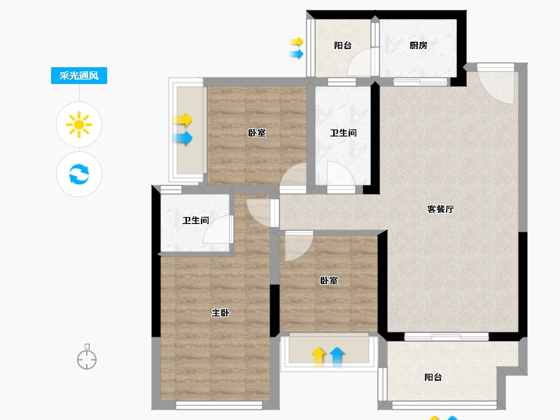 四川省-绵阳市-竹凌星光-79.65-户型库-采光通风