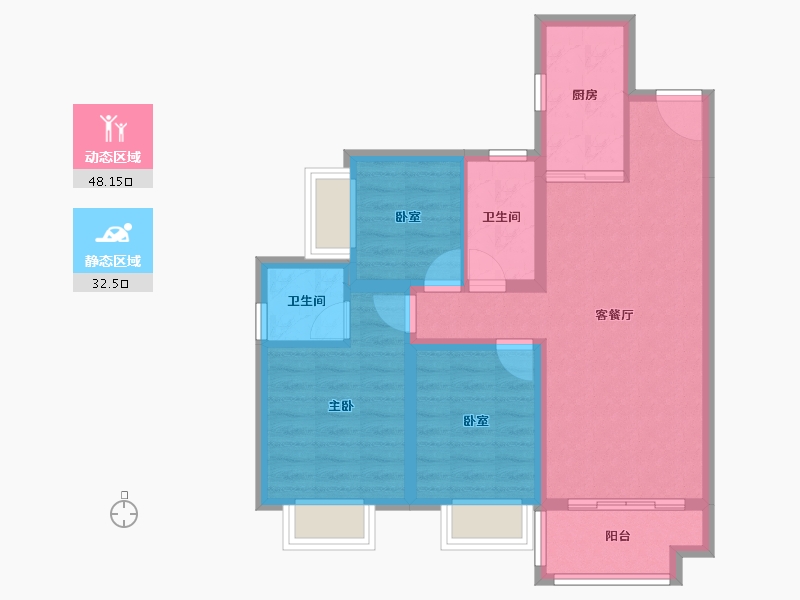 广东省-东莞市-金色半山-71.37-户型库-动静分区