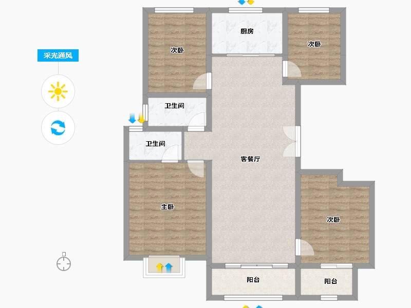 河北省-唐山市-浭阳泰和府-111.38-户型库-采光通风