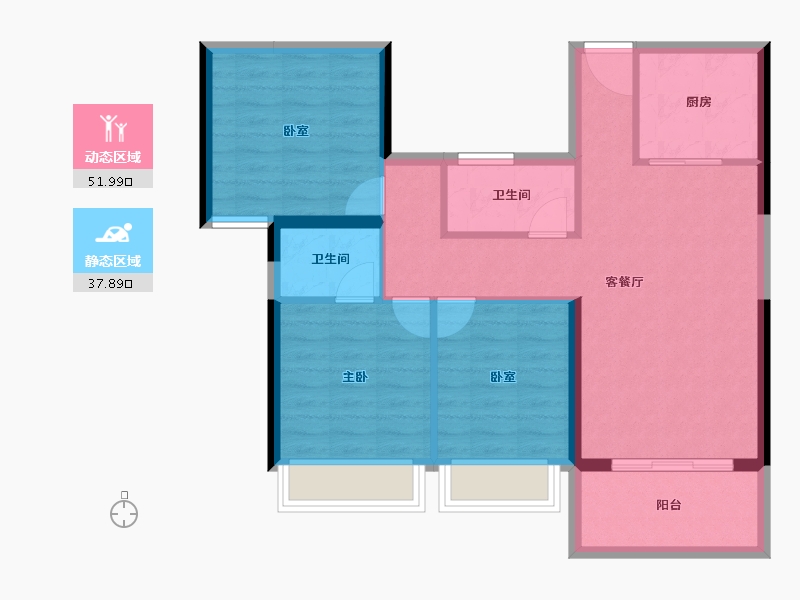 广西壮族自治区-防城港市-博古·东海岸-80.85-户型库-动静分区