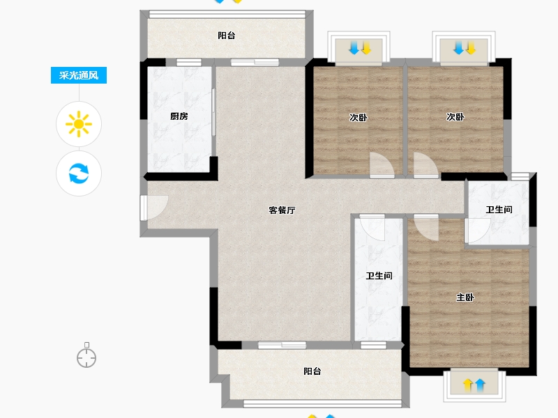 湖南省-怀化市-怀化大汉应龙府-107.45-户型库-采光通风