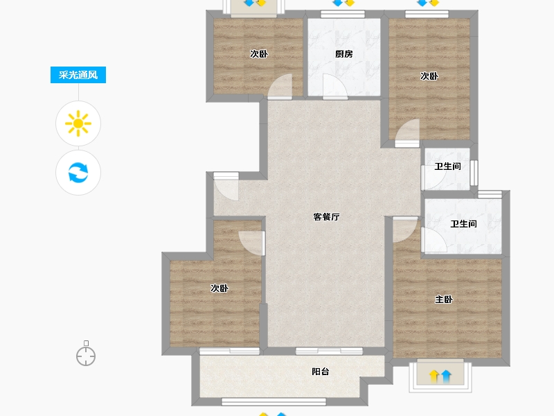 福建省-南平市-阳光城世茂翡丽观邸-93.93-户型库-采光通风