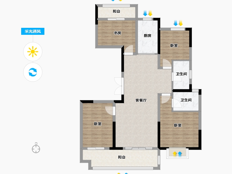 河南省-洛阳市-建业滨河赋-112.00-户型库-采光通风