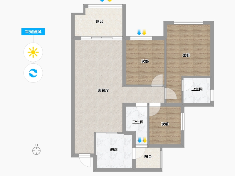 四川省-南充市-鸿通富春山居-77.74-户型库-采光通风