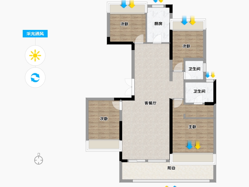 云南省-红河哈尼族彝族自治州-富平·名贵园-112.36-户型库-采光通风