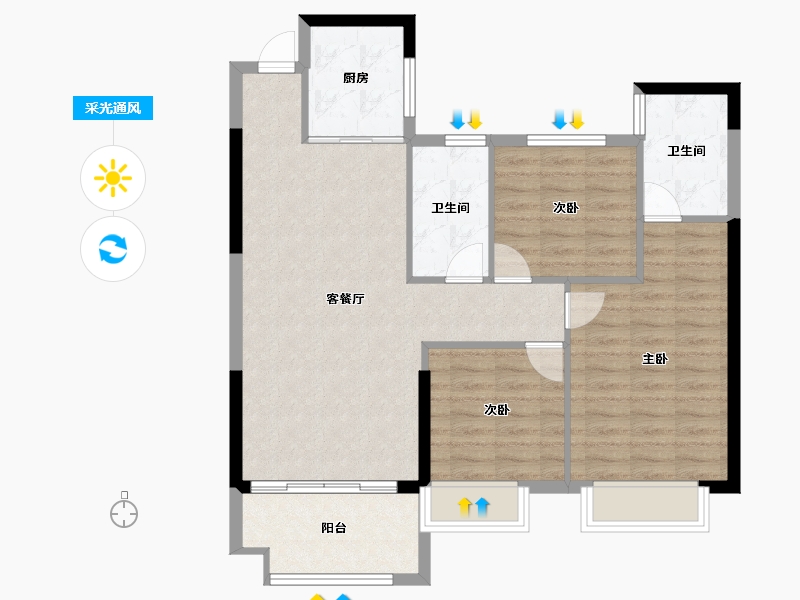 福建省-南平市-新城中心·澜庭-87.31-户型库-采光通风