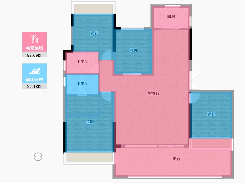 云南省-红河哈尼族彝族自治州-富平·名贵园-125.73-户型库-动静分区