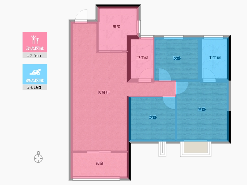 福建省-南平市-阳光城世茂翡丽观邸-72.42-户型库-动静分区