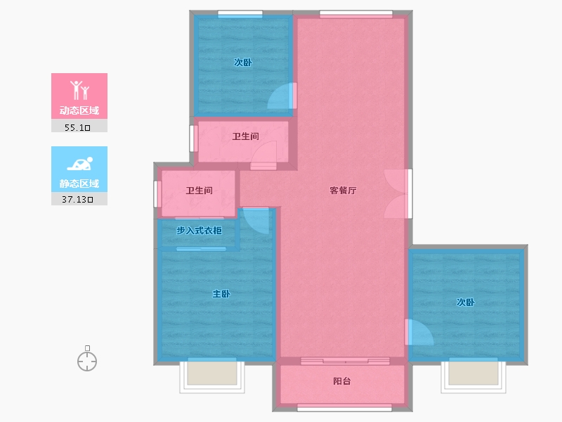 河北省-唐山市-中冶·尚和府-82.68-户型库-动静分区