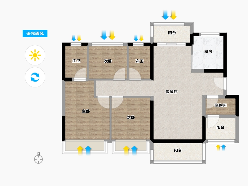 广东省-佛山市-建发融创雅居乐和玺-93.95-户型库-采光通风