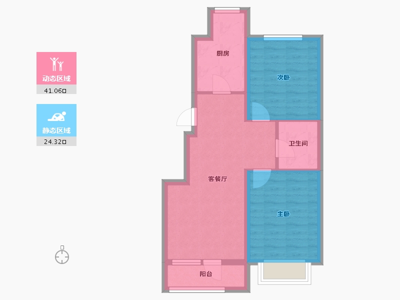 辽宁省-丹东市-恒景溪山上華居-57.84-户型库-动静分区