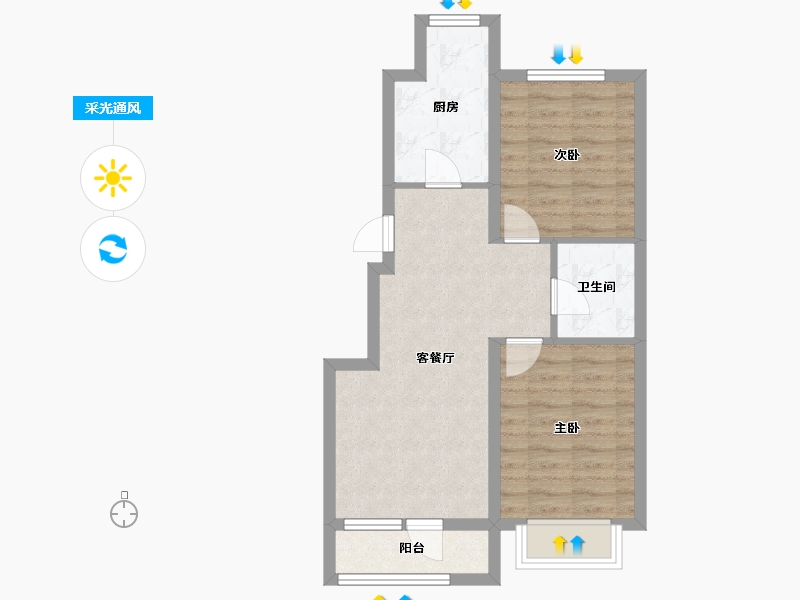 辽宁省-丹东市-恒景溪山上華居-57.84-户型库-采光通风