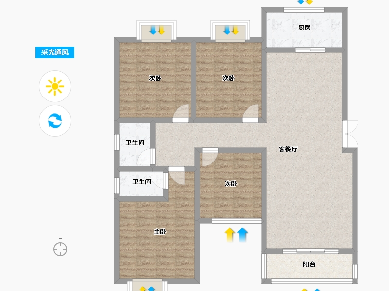 湖南省-衡阳市-三旺花园小区-120.50-户型库-采光通风