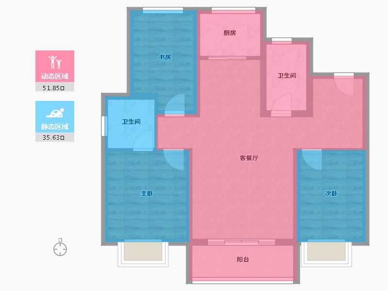 河北省-唐山市-柳岸新居-77.47-户型库-动静分区