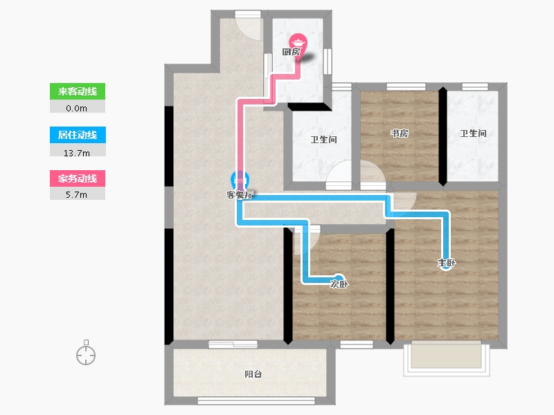 湖南省-娄底市-鑫湘悦璟台-83.55-户型库-动静线