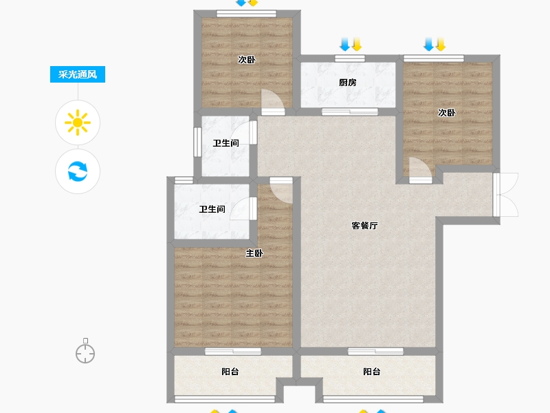 河南省-信阳市-四季花城金桂园-101.32-户型库-采光通风