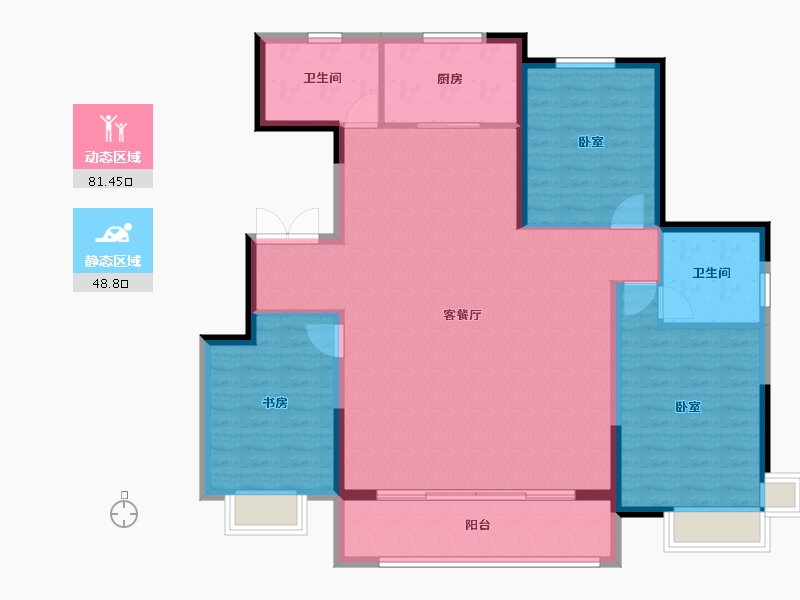 内蒙古自治区-鄂尔多斯市-泰发祥玖悦府-119.18-户型库-动静分区