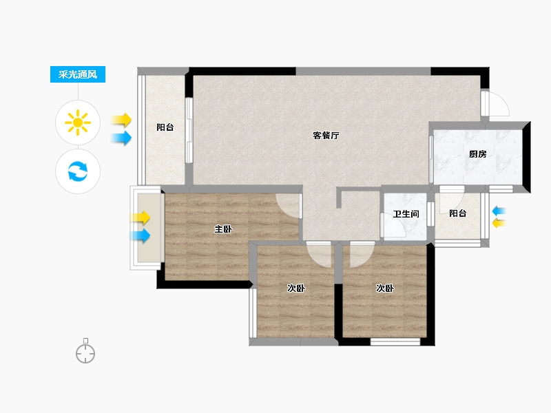 山东省-济南市-昌建·君悦府-71.74-户型库-采光通风