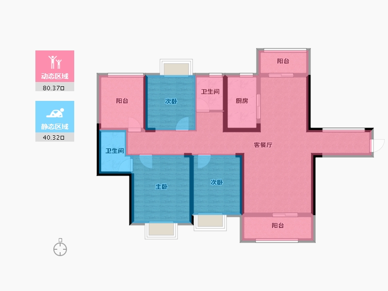 湖南省-怀化市-天元华府-107.01-户型库-动静分区