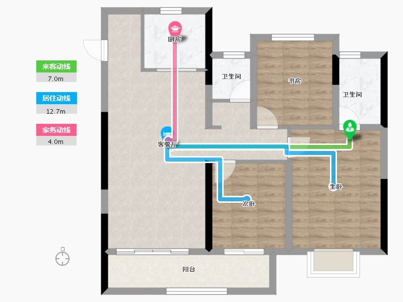 福建省-南平市-阳光城世茂翡丽观邸-85.97-户型库-动静线