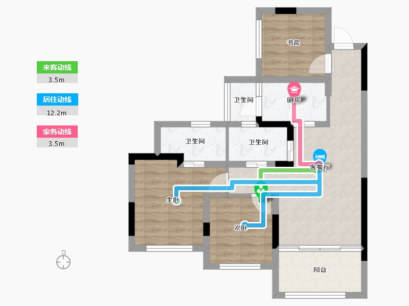 四川省-南充市-阳光白鹭洲-64.24-户型库-动静线