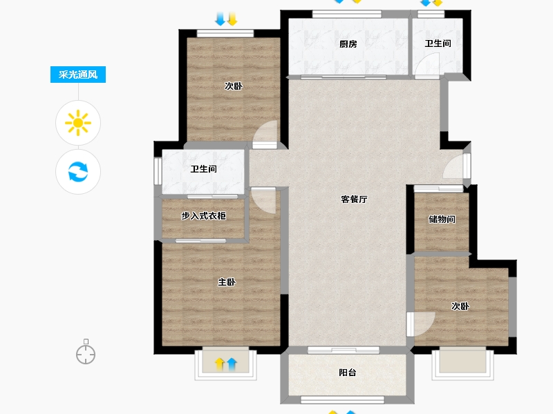 河北省-唐山市-中冶·尚和府-97.77-户型库-采光通风