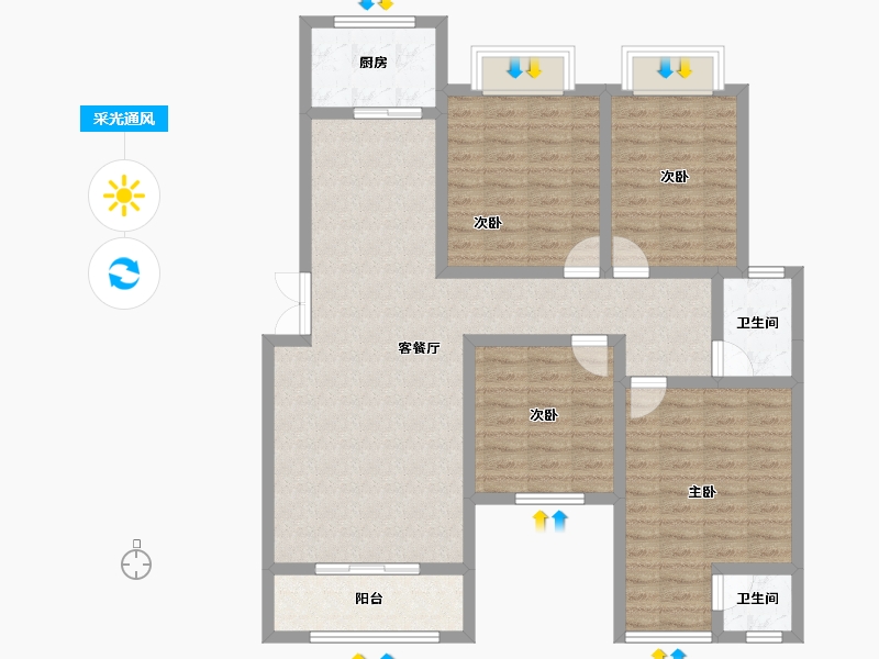 湖南省-衡阳市-三旺花园小区-110.61-户型库-采光通风