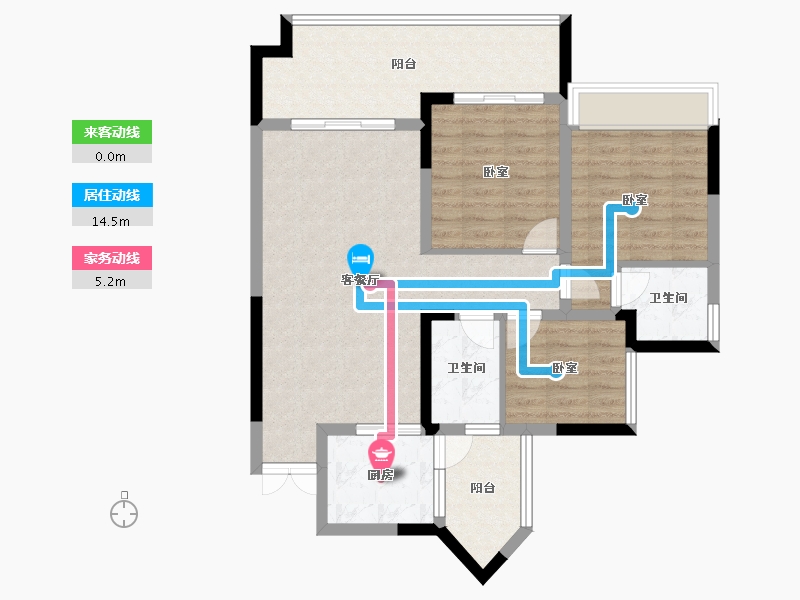 四川省-南充市-亿春紫荆华府-88.82-户型库-动静线