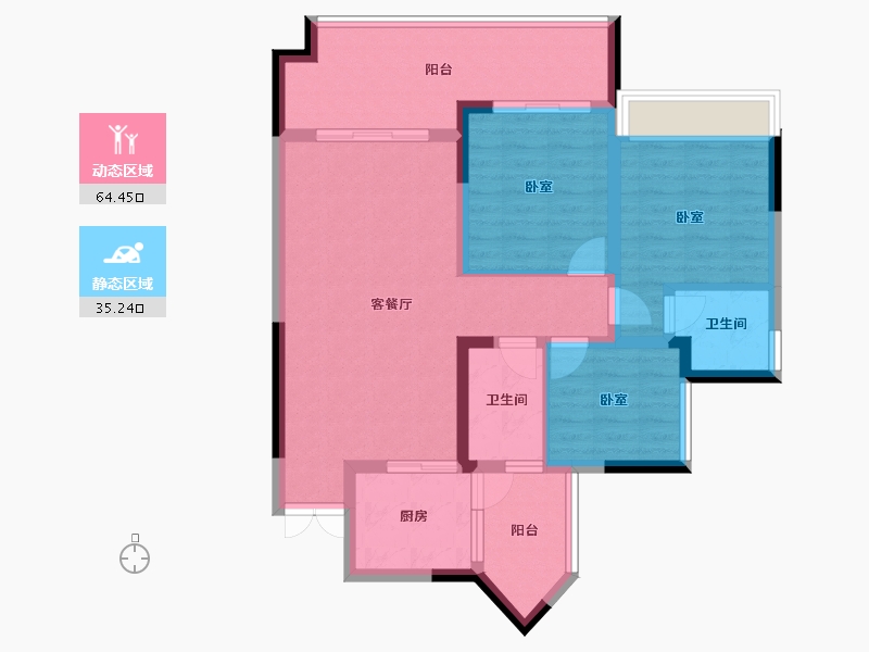 四川省-南充市-亿春紫荆华府-88.82-户型库-动静分区