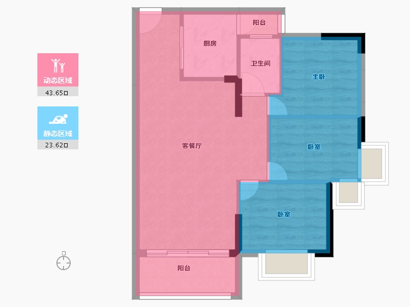 广东省-东莞市-山水江南玖峯-60.17-户型库-动静分区