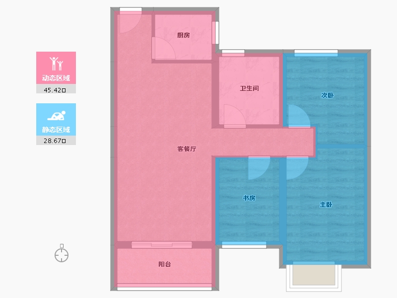 河北省-唐山市-柳岸新居-65.63-户型库-动静分区