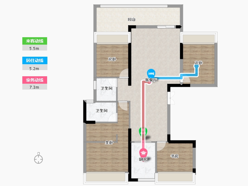 云南省-红河哈尼族彝族自治州-富平·名贵园-111.44-户型库-动静线