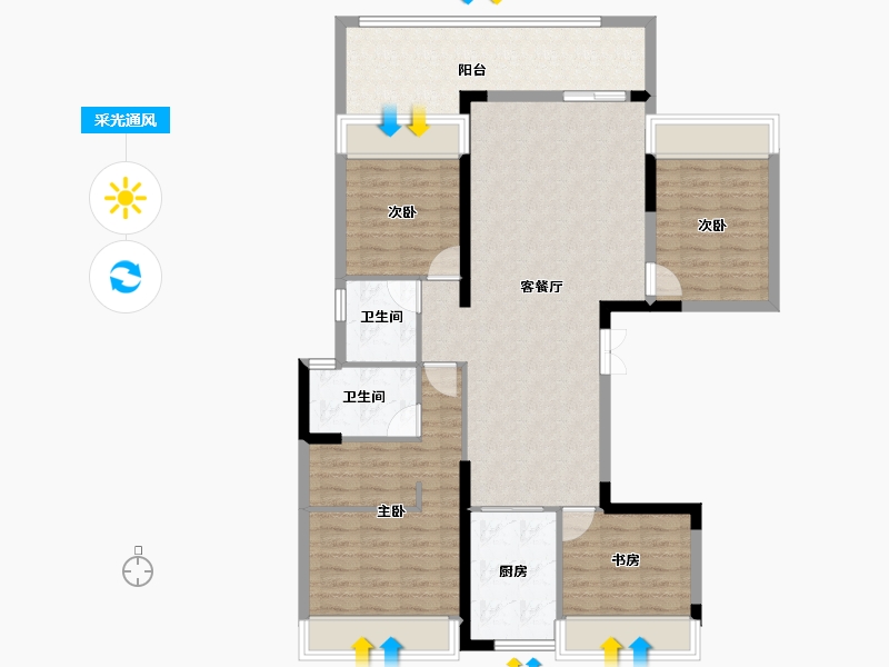 云南省-红河哈尼族彝族自治州-富平·名贵园-111.44-户型库-采光通风