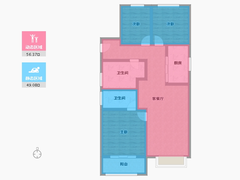 山西省-太原市-万科城市之光东望-93.15-户型库-动静分区