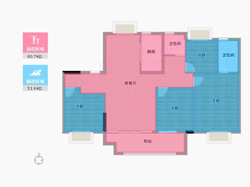 福建省-南平市-阳光城世茂翡丽观邸-102.19-户型库-动静分区