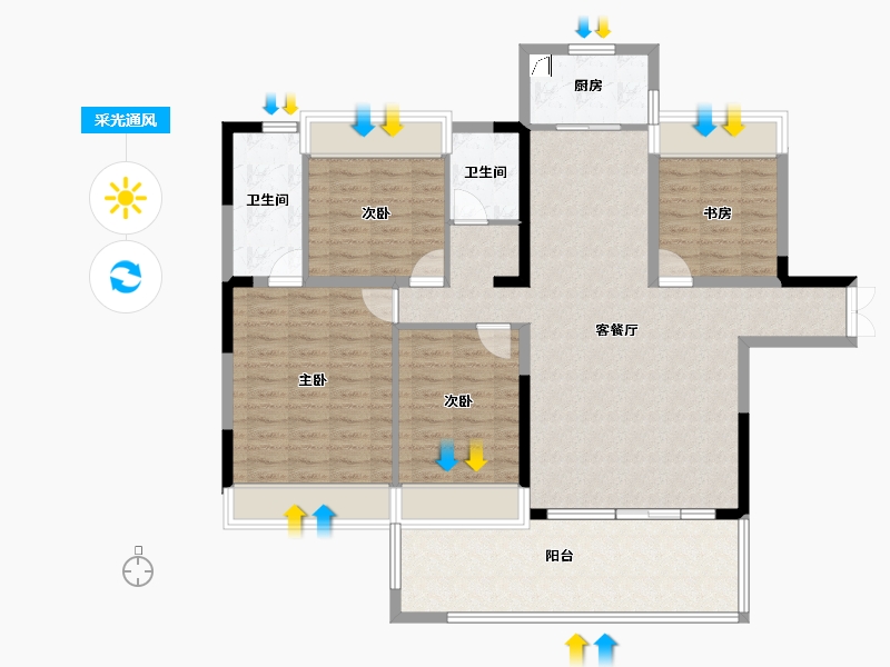 云南省-红河哈尼族彝族自治州-富平·名贵园-119.59-户型库-采光通风