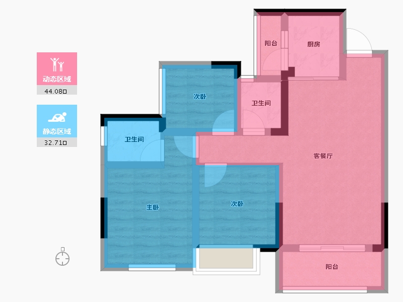 四川省-内江市-远达世纪城-66.97-户型库-动静分区